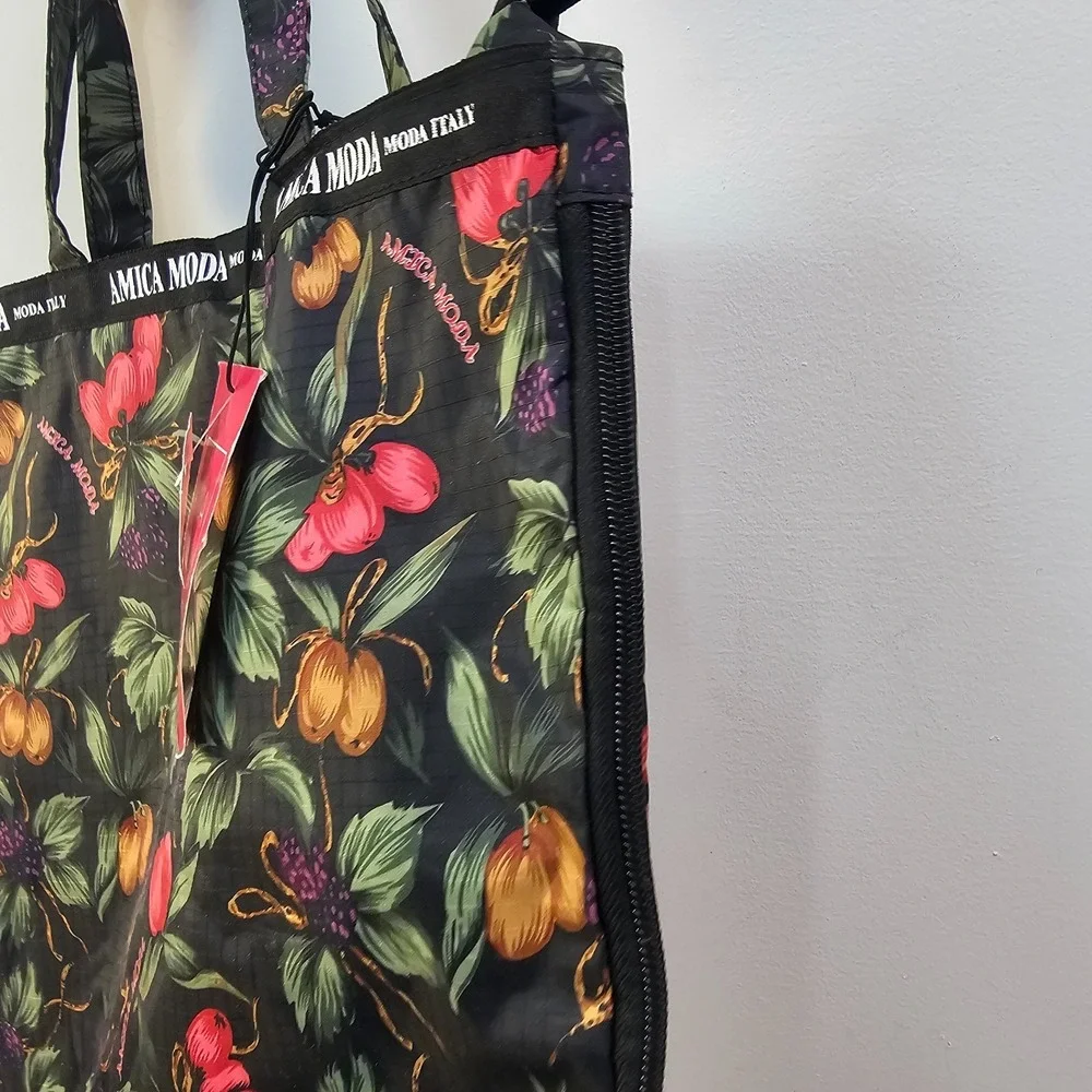 Italian Boho Prep Tote Bag Black‎ Dark Academia Garden School AMICA MODA Flawed